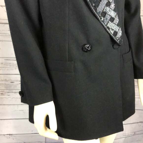 Vintage John Meyer of Norwich wool blazer with beaded shawl collar size 16 - Picture 9 of 12